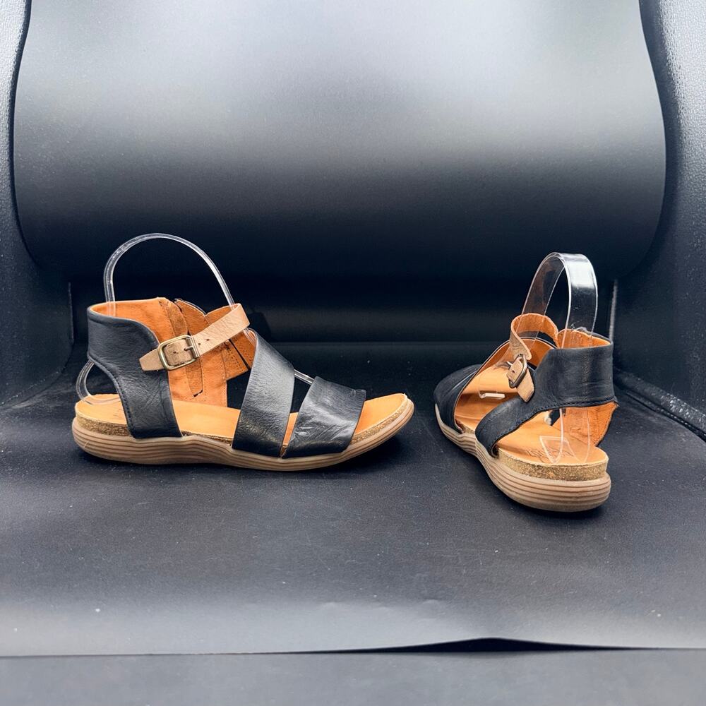 Miz Mooz Meadow Black Leather Strappy Sandals EU 38 US 7.5-8 Comfort Portugal